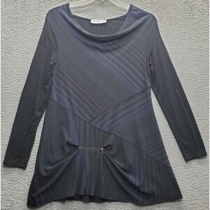 Deca e vous a nous Tunic Top Womens Tall 4 Multi Striped Zipped Detail Cowl Neck